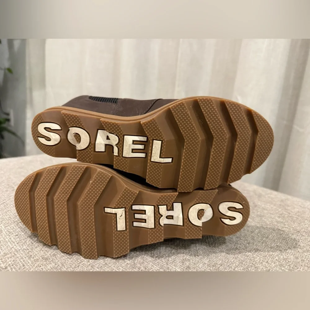 Sorel Arctic Wedge II Chelsea Boots Womens 8.5 Brown Leather NL3754-205